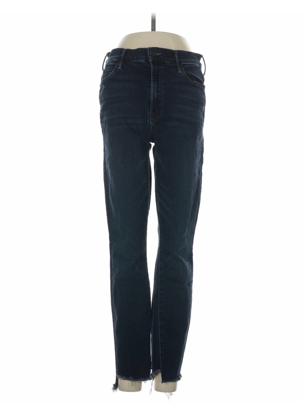MOTHER Dark Wash High Rise Skinny Raw Frayed Hem Size 27